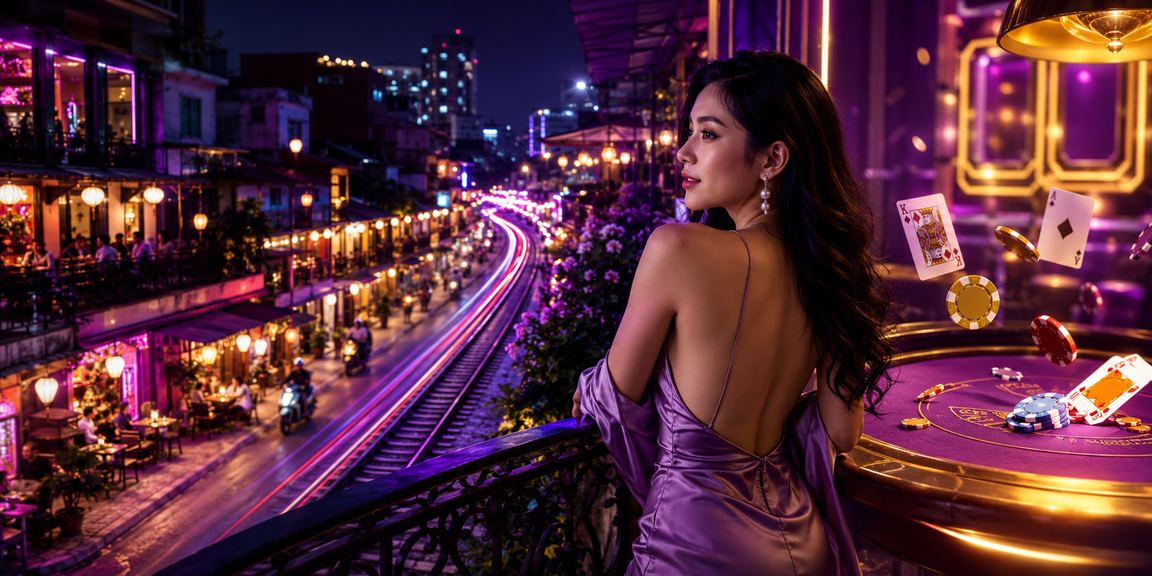 Người chơi thưởng thức trò chơi bài neon tại Hà Nội về đêm