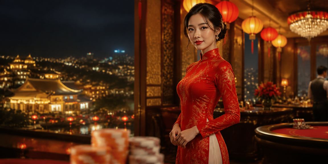 Cô gái áo dài tham gia giải trí casino tại phố cổ Hội An về đêm