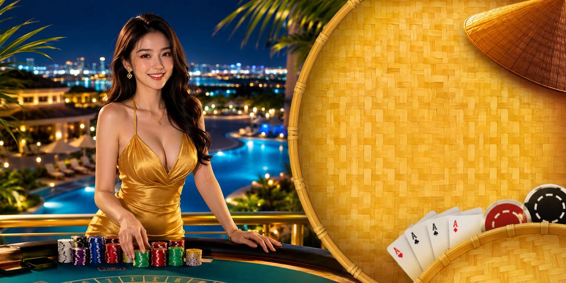 Trò chơi bài sôi động tại khu du lịch biển Mũi Né với nón lá truyền thống