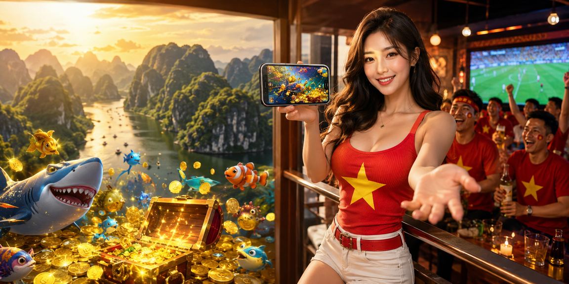 Người dùng chơi casino trên điện thoại di động giữa cảnh quan Ninh Bình